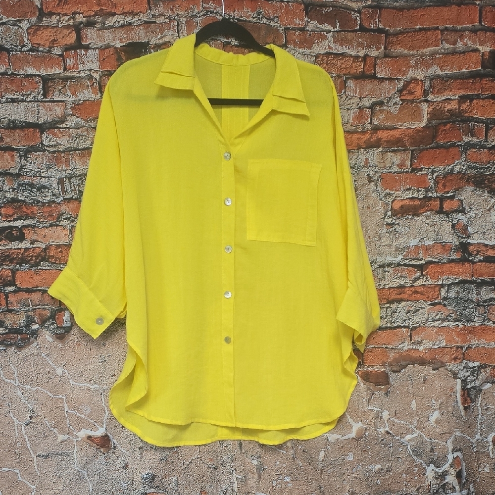Fridaze 100% Linen Button-Up Women's Shirt, Size L